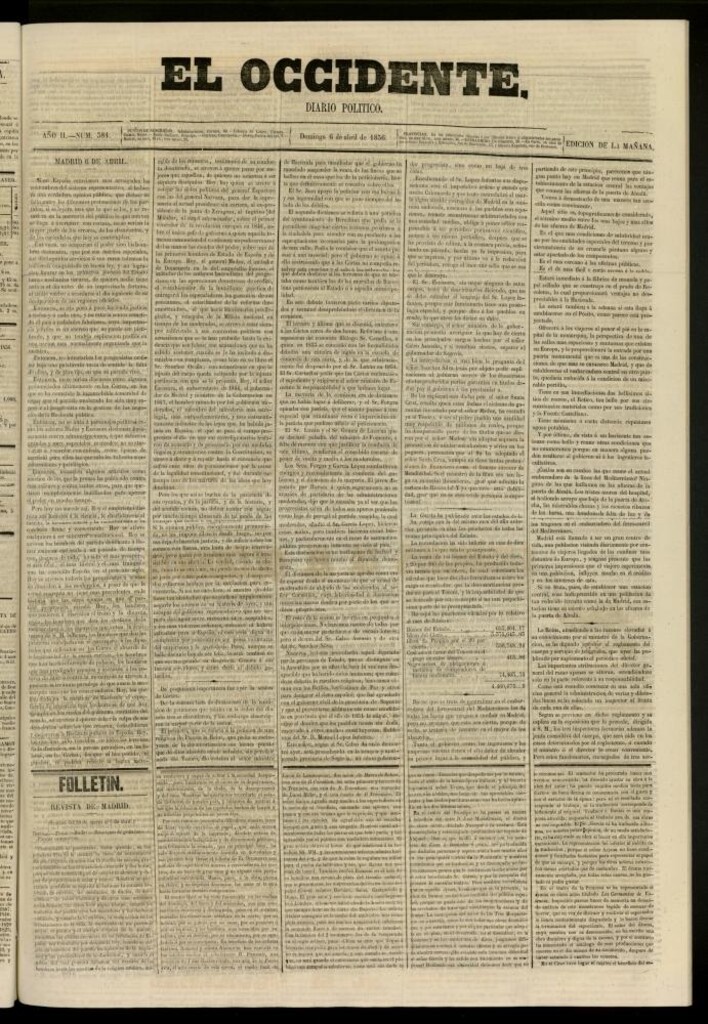 Miniatura de El Occidente: diario político del 6 de abril de 1856, nº 384