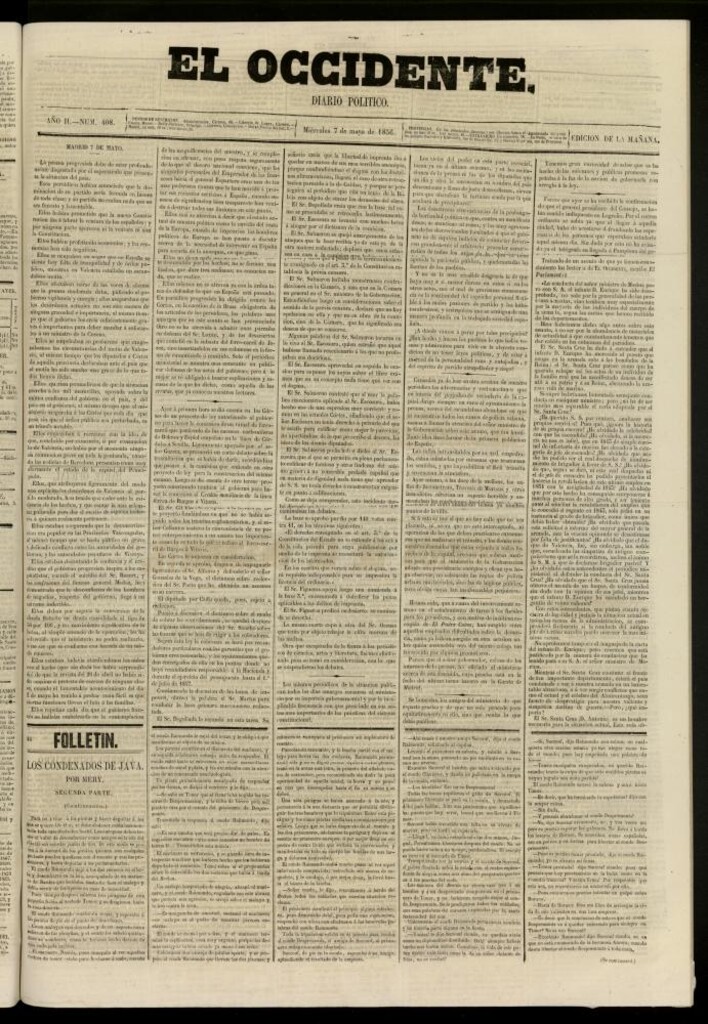 Miniatura de El Occidente: diario político del 7 de mayo de 1856, nº 408