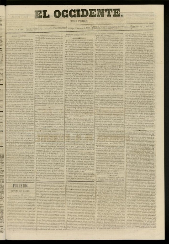 Miniatura de El Occidente: diario político del 11 de mayo de 1856, nº 412
