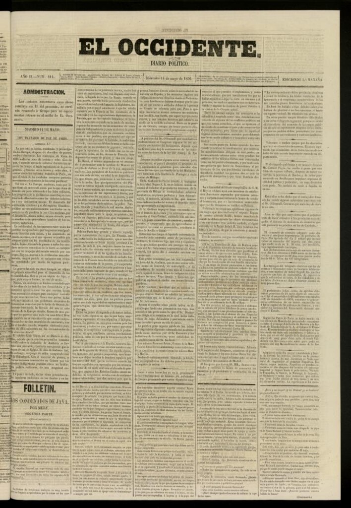 Miniatura de El Occidente: diario político del 14 de mayo de 1856, nº 414