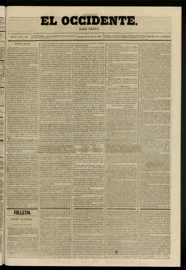 Miniatura de El Occidente: diario político del 25 de mayo de 1856, nº 423