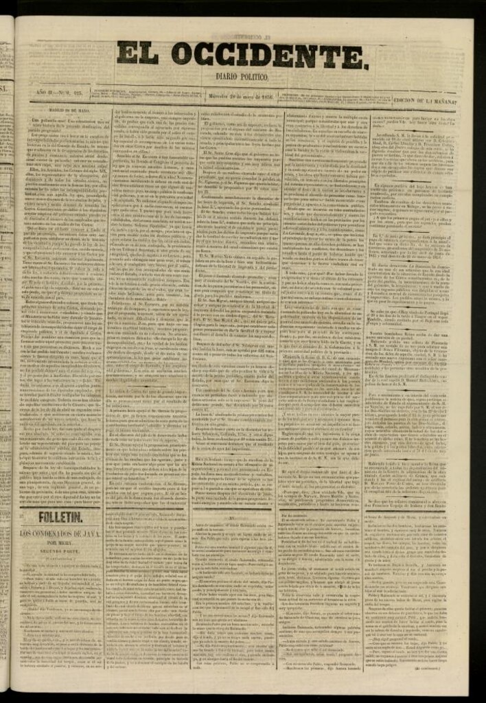Miniatura de El Occidente: diario político del 28 de mayo de 1856, nº 425