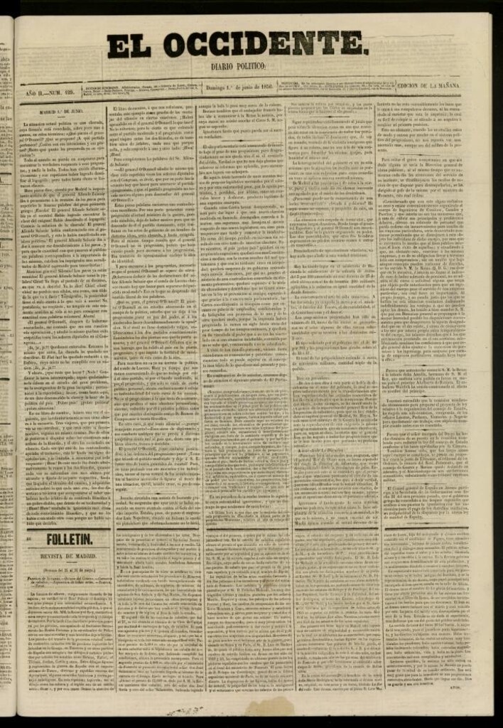Miniatura de El Occidente: diario político del 1 de junio de 1856, nº 429
