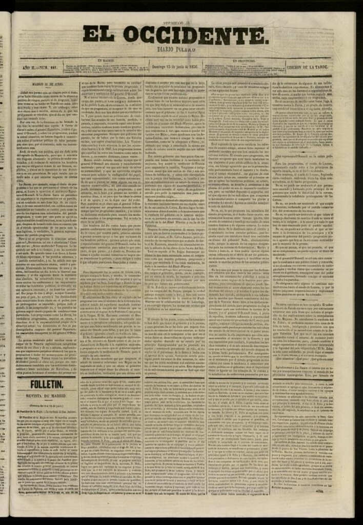 Miniatura de El Occidente: diario político del 15 de junio de 1856, nº 441