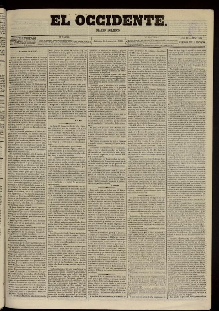 Miniatura de El Occidente: diario político del 6 de enero de 1858, nº 934