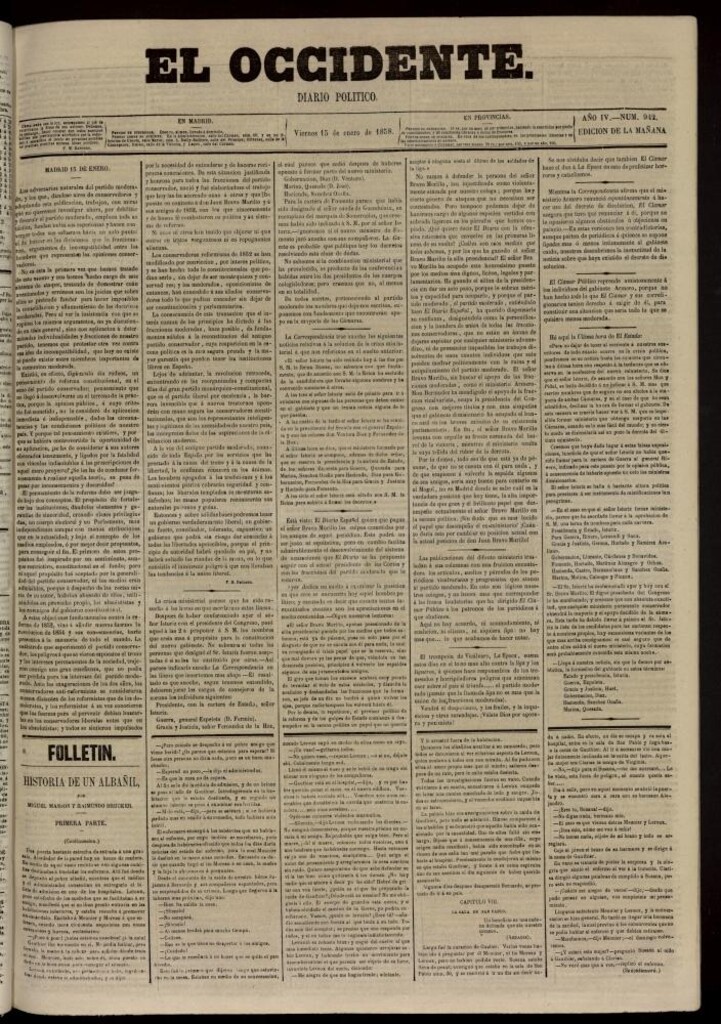 Miniatura de El Occidente: diario político del 15 de enero de 1858, nº 942