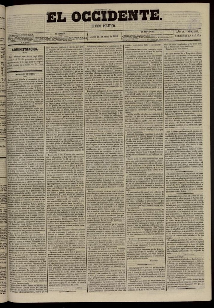Miniatura de El Occidente: diario político del 28 de enero de 1858, nº 953