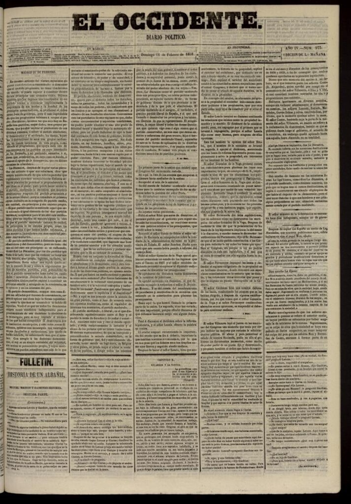 Miniatura de El Occidente: diario político del 21 de febrero de 1858, nº 973