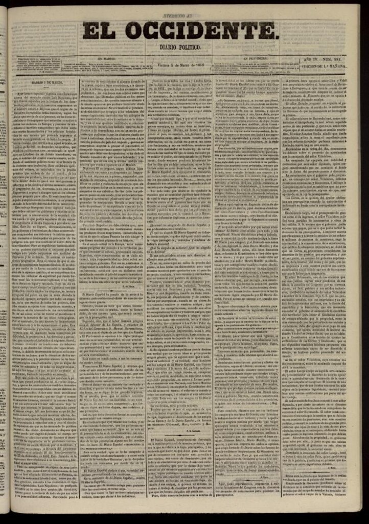 Miniatura de El Occidente: diario político del 5 de marzo de 1858, nº 984