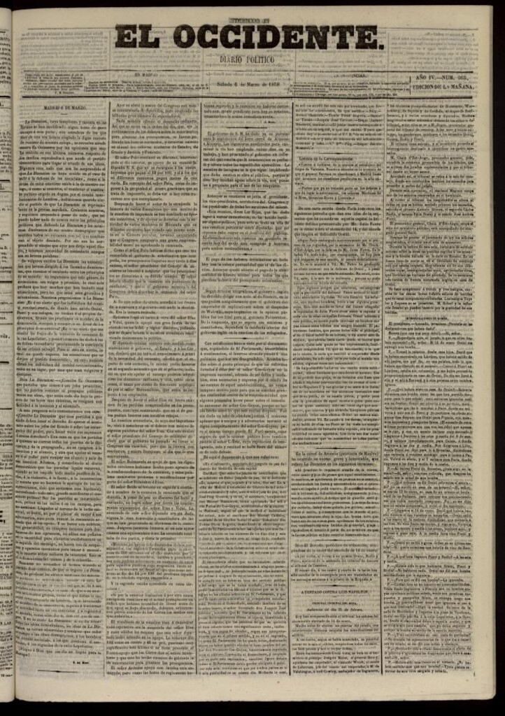 Miniatura de El Occidente: diario político del 6 de marzo de 1858, nº 985
