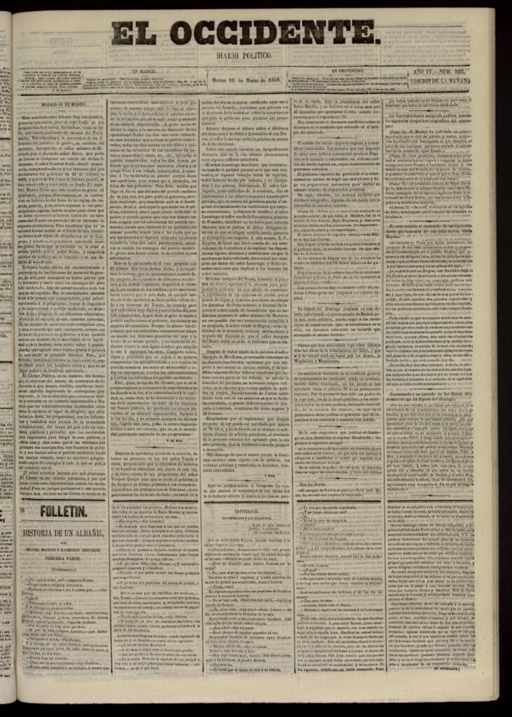 Miniatura de El Occidente: diario político del 16 de marzo de 1858, nº 993