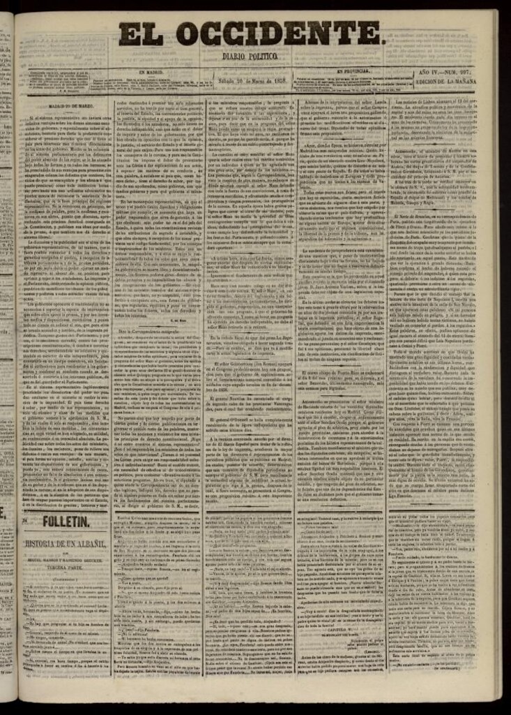 Miniatura de El Occidente: diario político del 20 de marzo de 1858, nº 997
