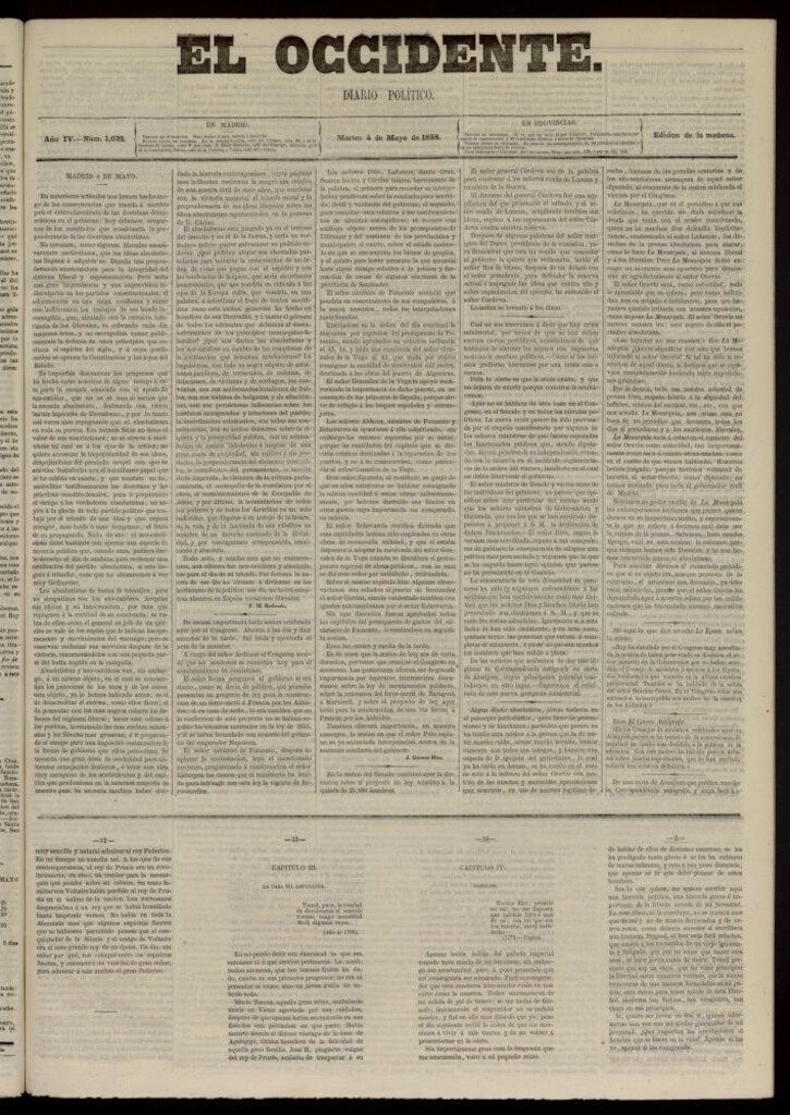 Miniatura de El Occidente: diario político del 4 de mayo de 1858, nº 1032