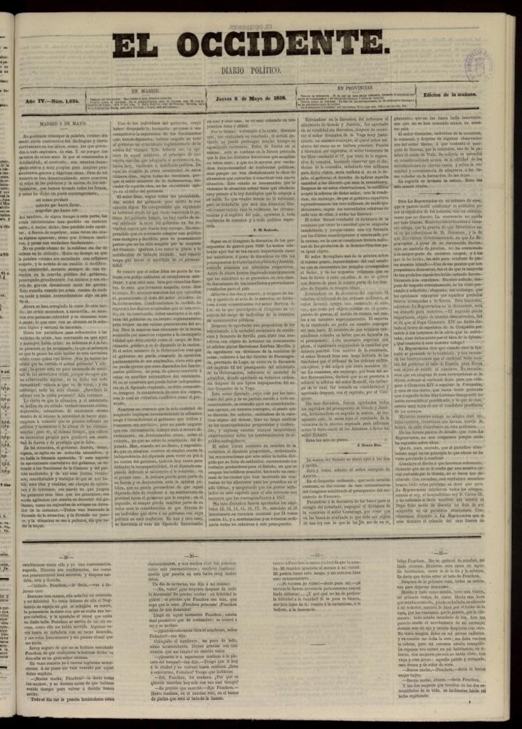 Miniatura de El Occidente: diario político del 6 de mayo de 1858, nº 1034