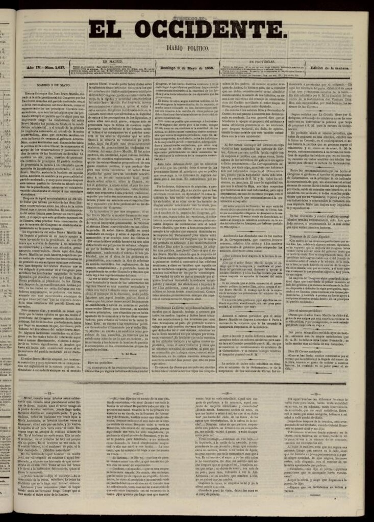 Miniatura de El Occidente: diario político del 9 de mayo de 1858, nº 1037