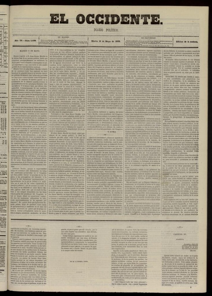 Miniatura de El Occidente: diario político del 11 de mayo de 1858, nº 1038