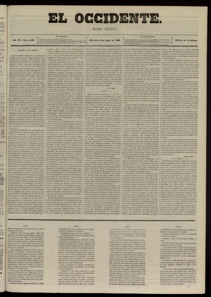 Miniatura de El Occidente: diario político del 12 de mayo de 1858, nº 1039