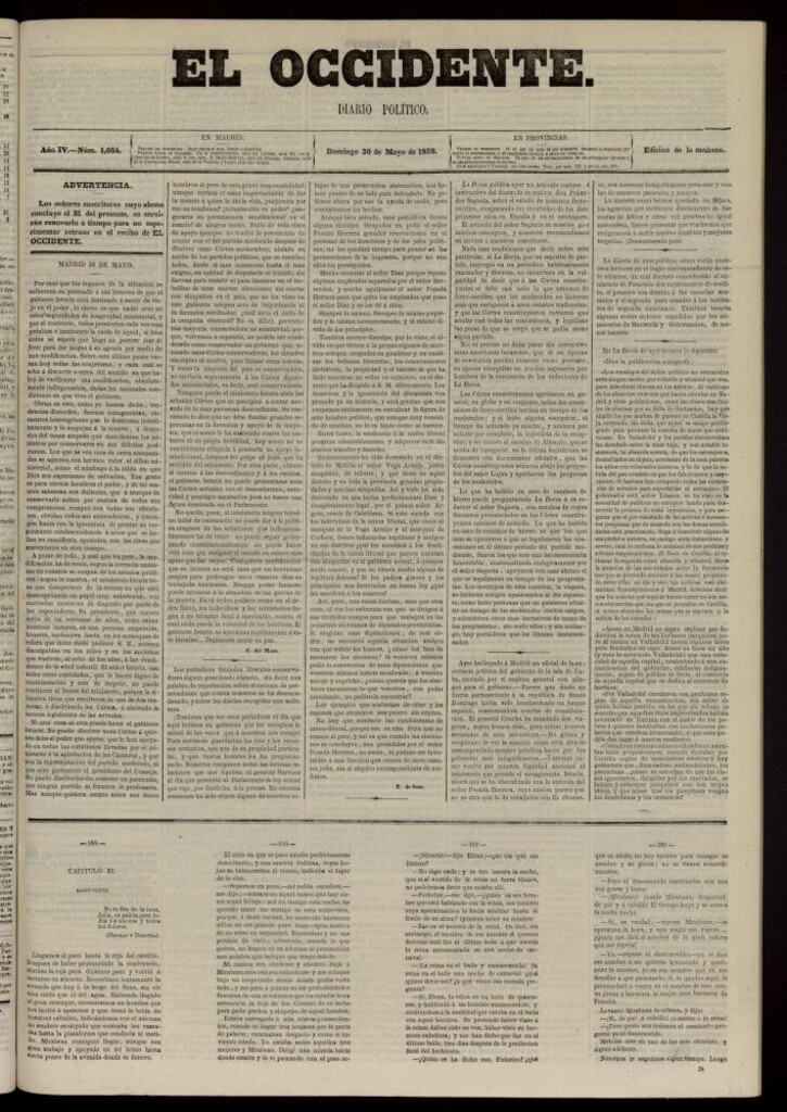 Miniatura de El Occidente: diario político del 30 de mayo de 1858, nº 1054