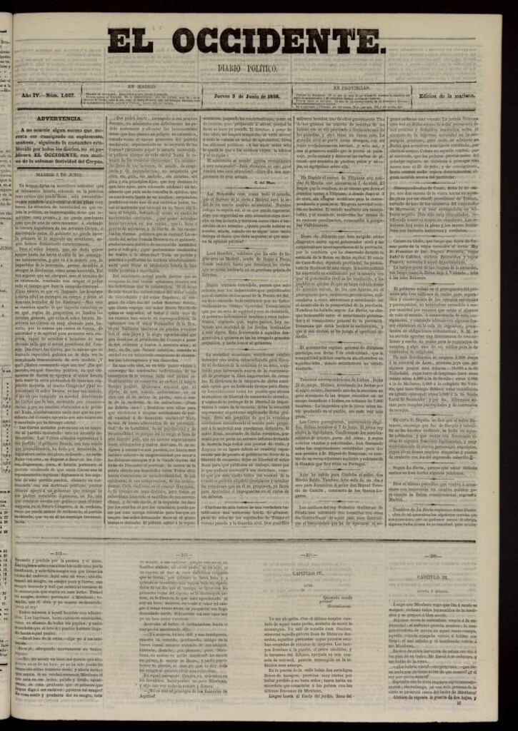 Miniatura de El Occidente: diario político del 3 de junio de 1858, nº 1057