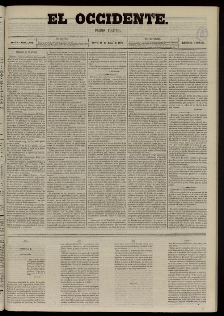 Miniatura de El Occidente: diario político del 10 de junio de 1858, nº 1062