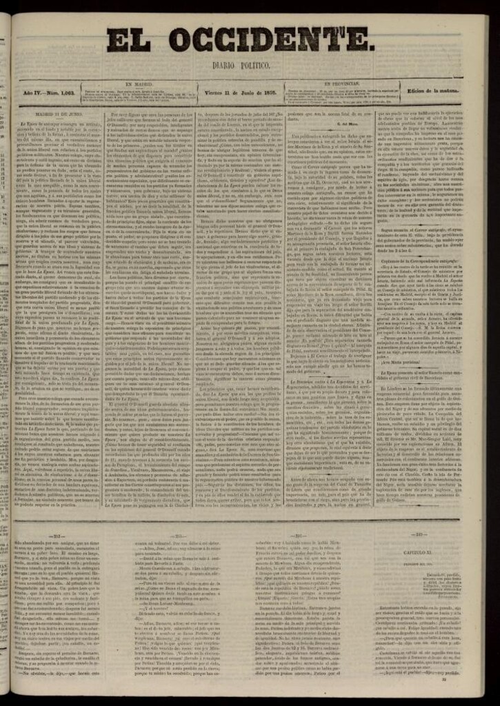 Miniatura de El Occidente: diario político del 11 de junio de 1858, nº 1063
