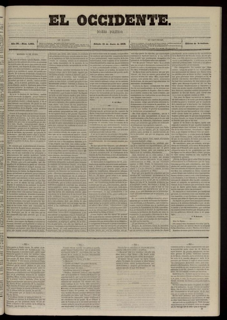 Miniatura de El Occidente: diario político del 12 de junio de 1858, nº 1064