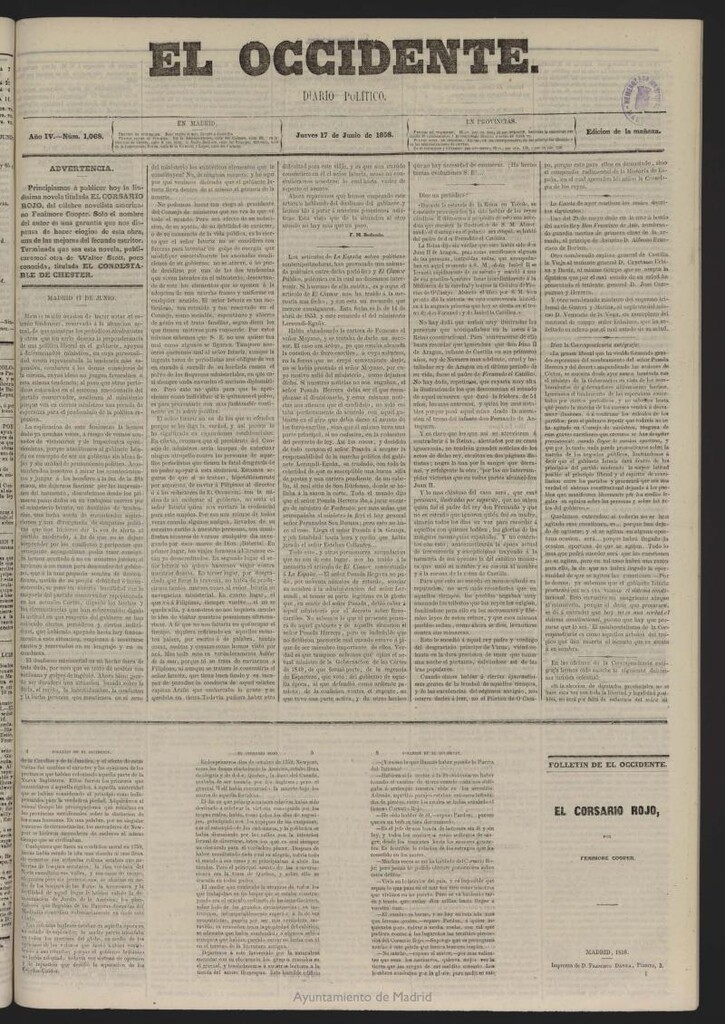 Miniatura de El Occidente: diario político del 17 de junio de 1858, nº 1068