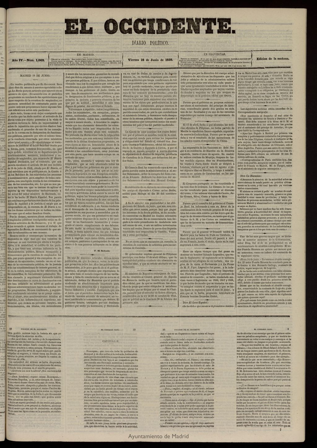 Miniatura de El Occidente: diario político del 18 de junio de 1858, nº 1069