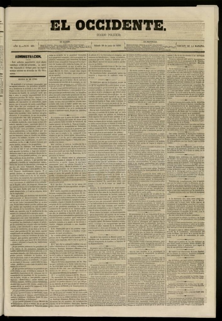Miniatura de El Occidente: diario político del 28 de junio de 1856, nº 451
