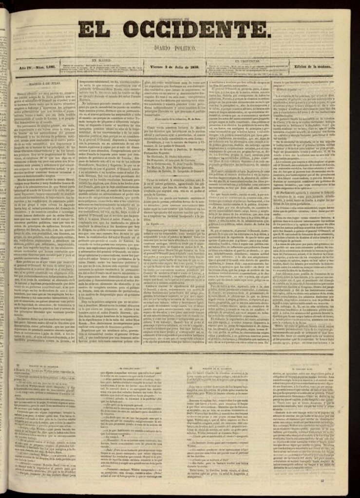 Miniatura de El Occidente: diario político del 2 de julio de 1858, nº 1081