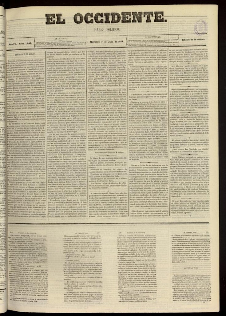 Miniatura de El Occidente: diario político del 7 de julio de 1858, nº 1085