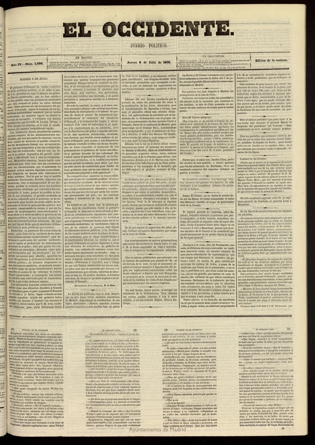 Miniatura de El Occidente: diario político del 8 de julio de 1858, nº 1086