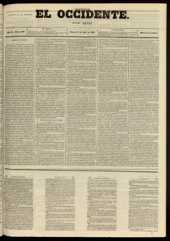 Miniatura de El Occidente: diario político del 9 de julio de 1858, nº 1087