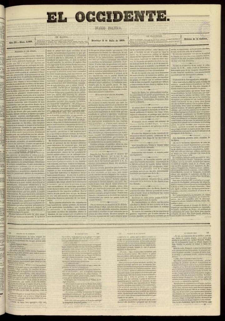 Miniatura de El Occidente: diario político del 11 de julio de 1858, nº 1089