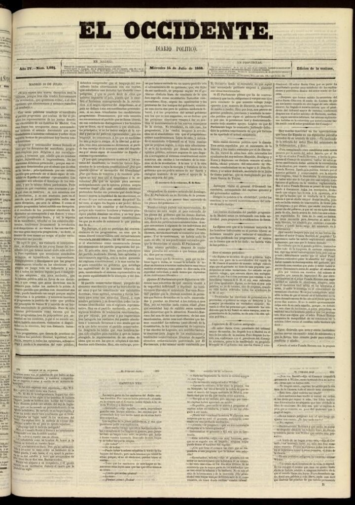 Miniatura de El Occidente: diario político del 14 de julio de 1858, nº 1091