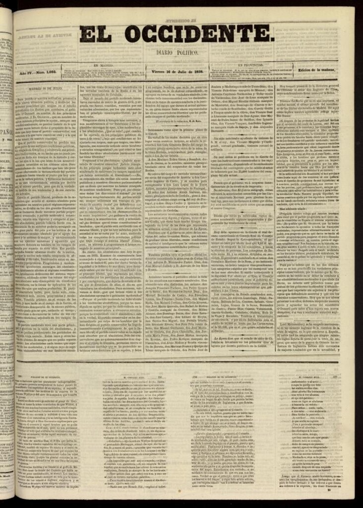 Miniatura de El Occidente: diario político del 16 de julio de 1858, nº 1093