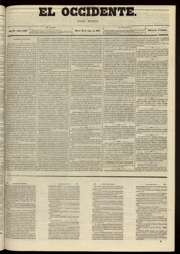 Miniatura de El Occidente: diario político del 20 de julio de 1858, nº 1096