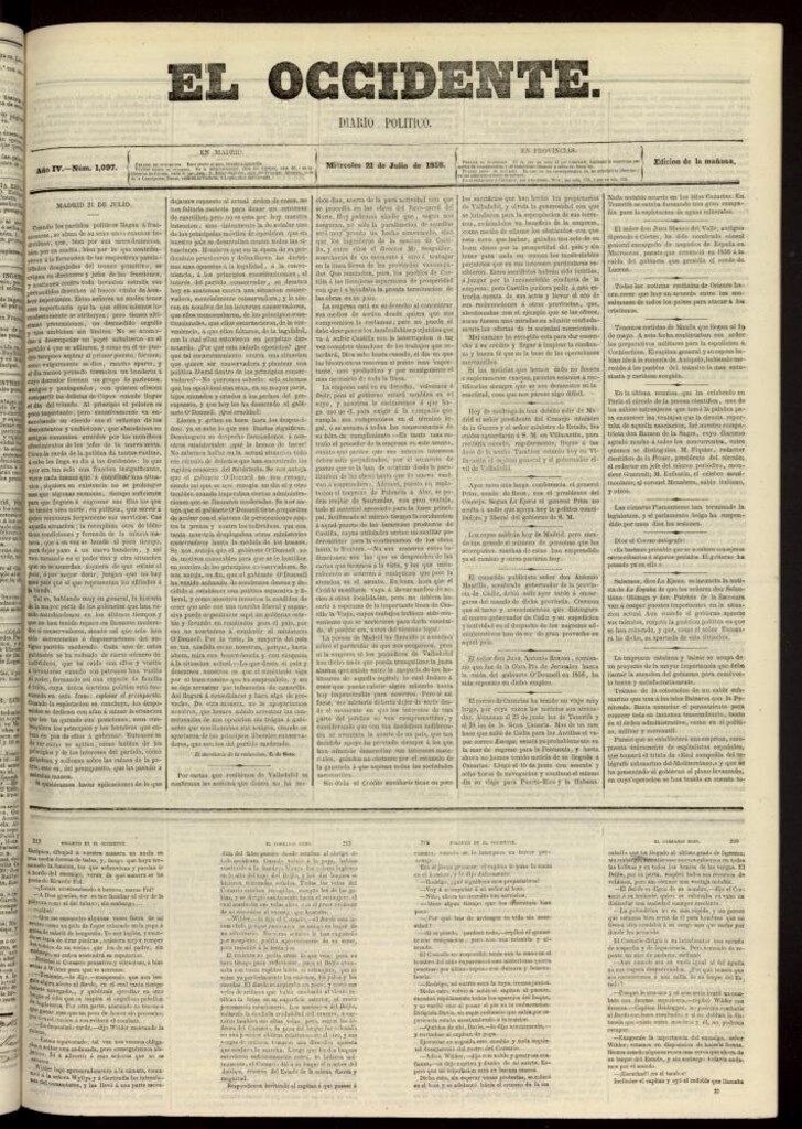 Miniatura de El Occidente: diario político del 21 de julio de 1858, nº 1097