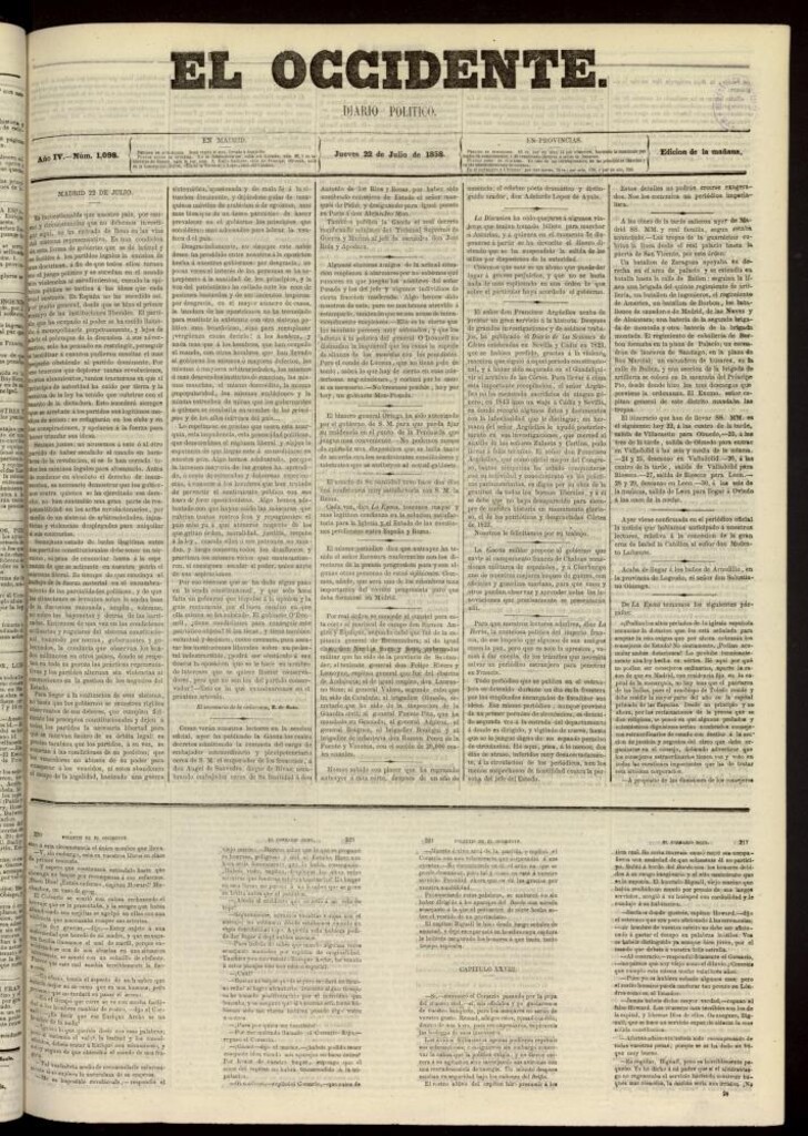 Miniatura de El Occidente: diario político del 22 de julio de 1858, nº 1098