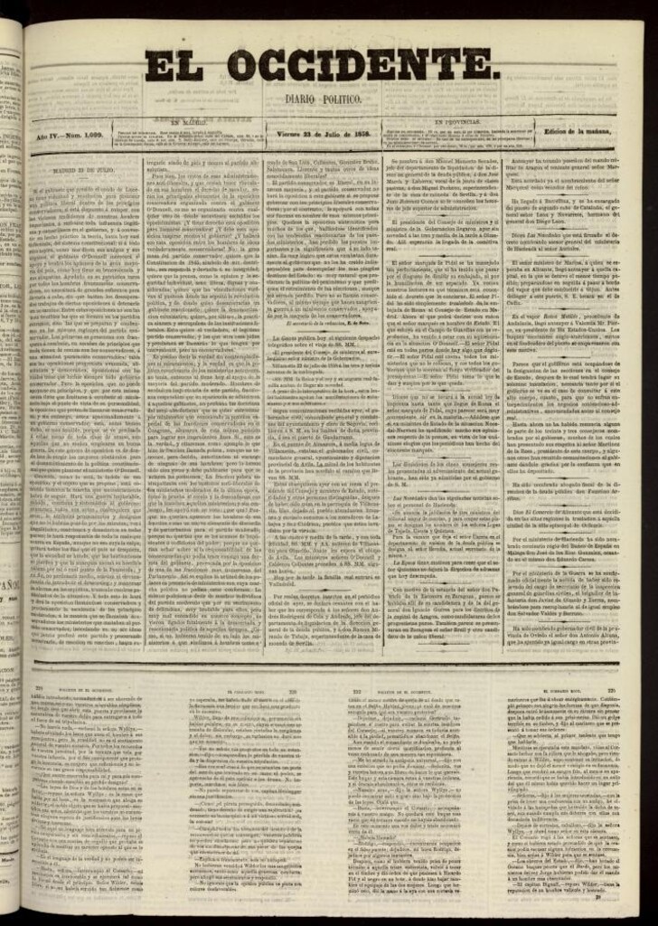 Miniatura de El Occidente: diario político del 23 de julio de 1858, nº 1099