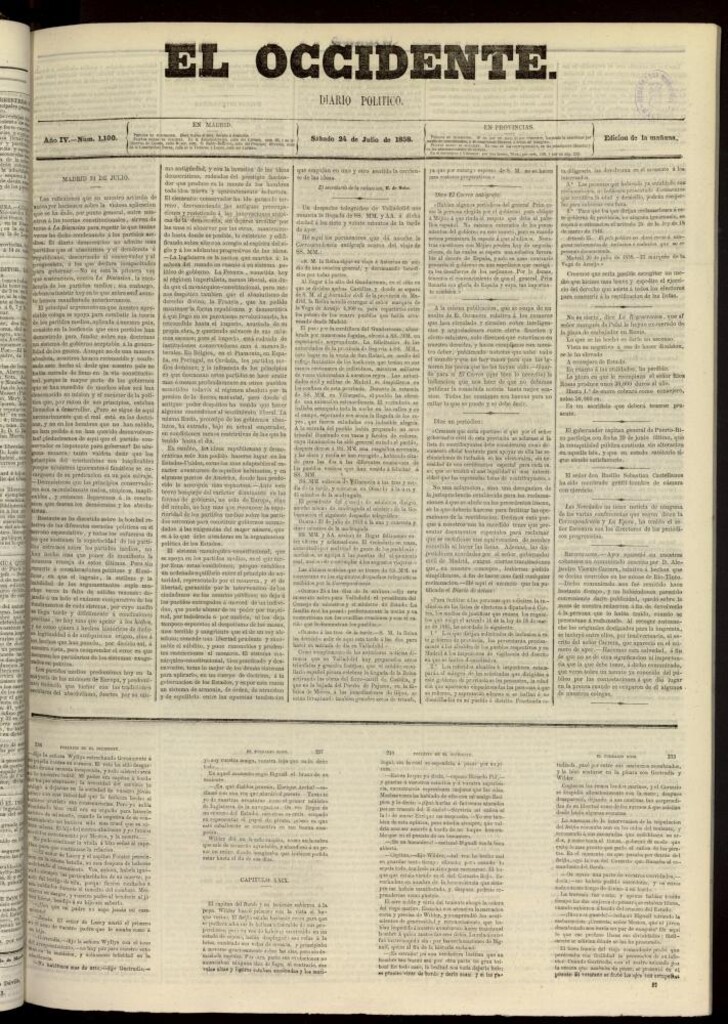Miniatura de El Occidente: diario político del 24 de julio de 1858, nº 1100