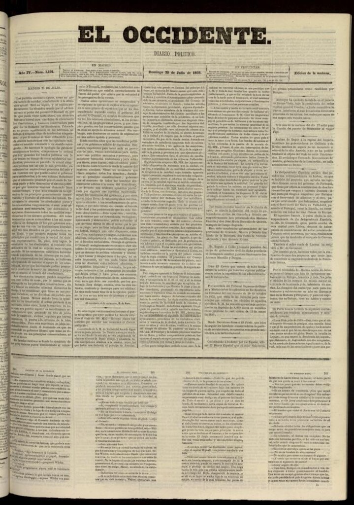 Miniatura de El Occidente: diario político del 25 de julio de 1858, nº 1101