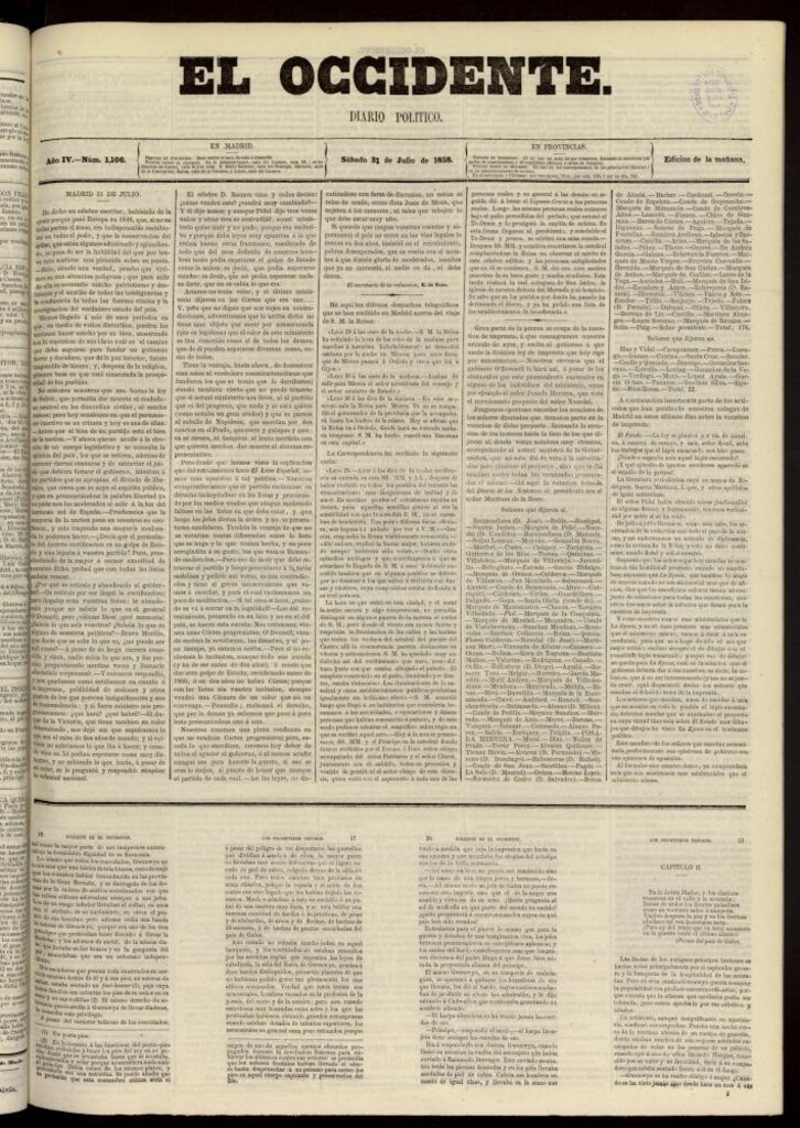 Miniatura de El Occidente: diario político del 31 de julio de 1858, nº 1106