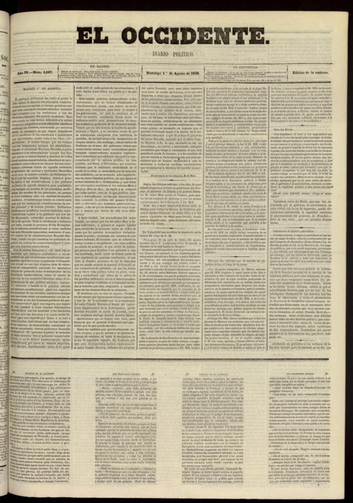 Miniatura de El Occidente: diario político del 1 de agosto de 1858, nº 1107