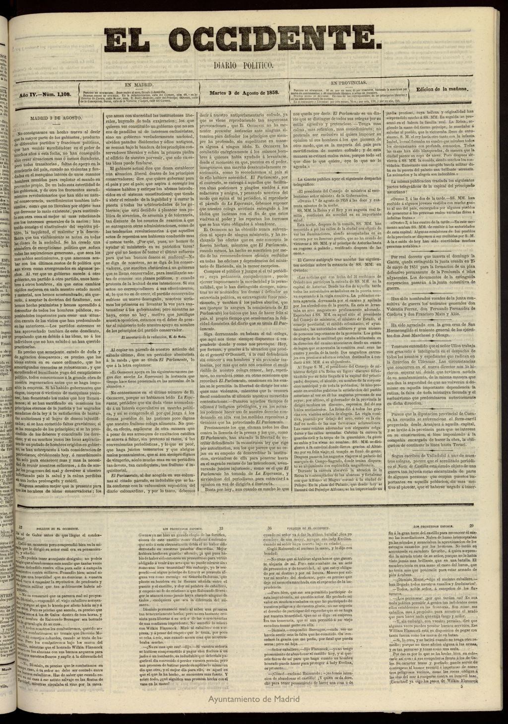 Miniatura de El Occidente: diario político del 3 de agosto de 1858, nº 1108