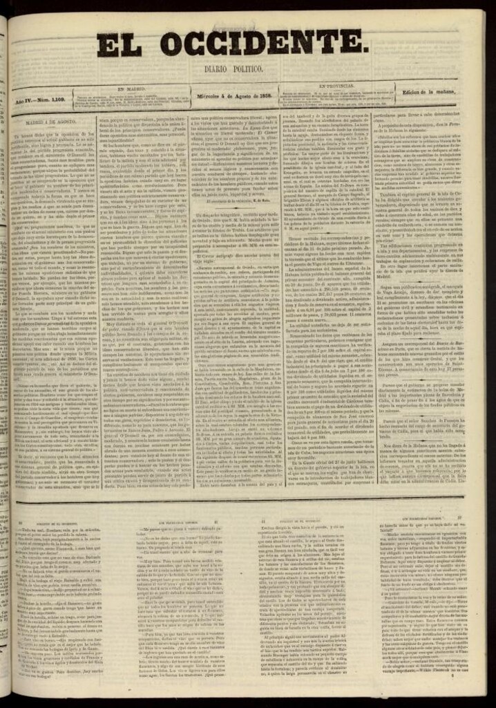 Miniatura de El Occidente: diario político del 4 de agosto de 1858, nº 1109