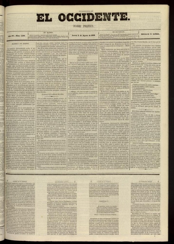 Miniatura de El Occidente: diario político del 5 de agosto de 1858, nº 1110