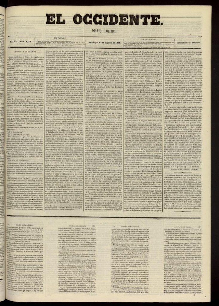 Miniatura de El Occidente: diario político del 8 de agosto de 1858, nº 1113