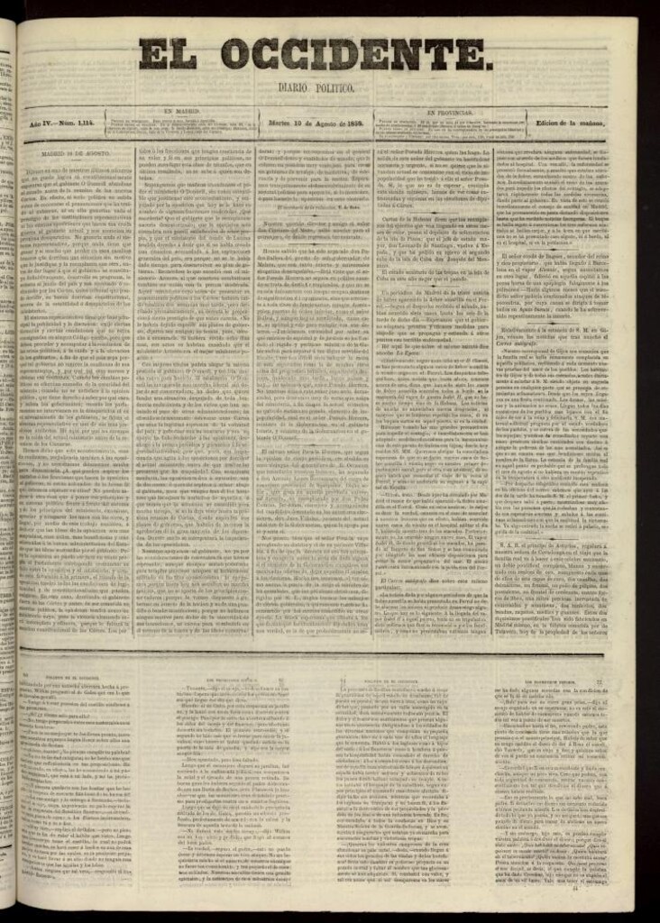 Miniatura de El Occidente: diario político del 10 de agosto de 1858, nº 1114