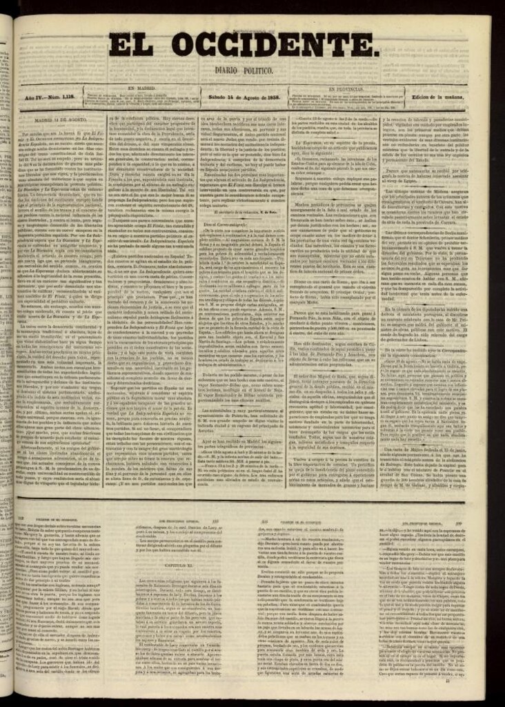 Miniatura de El Occidente: diario político del 14 de agosto de 1858, nº 1118
